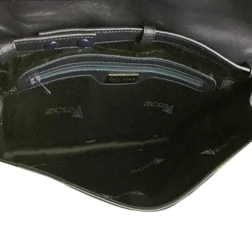 Gianni Versace Vintage Black Ribbed Leather Convertible Shoulder Bag - Picture 12 of 15